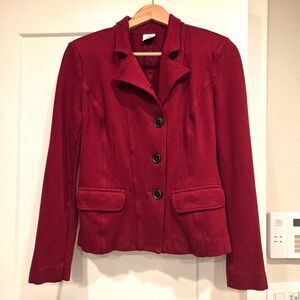 Cabi Asymmetrical Outing Blazer Red Stretch Womens Button Front Stretch Jacket 4